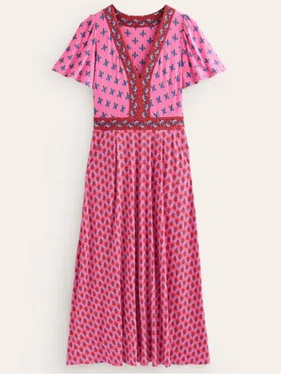Boden Dresses & Skirts - Boden Ellie Flutter Maxi Tea Dress Sangria Sunset Petal Charm Size 10